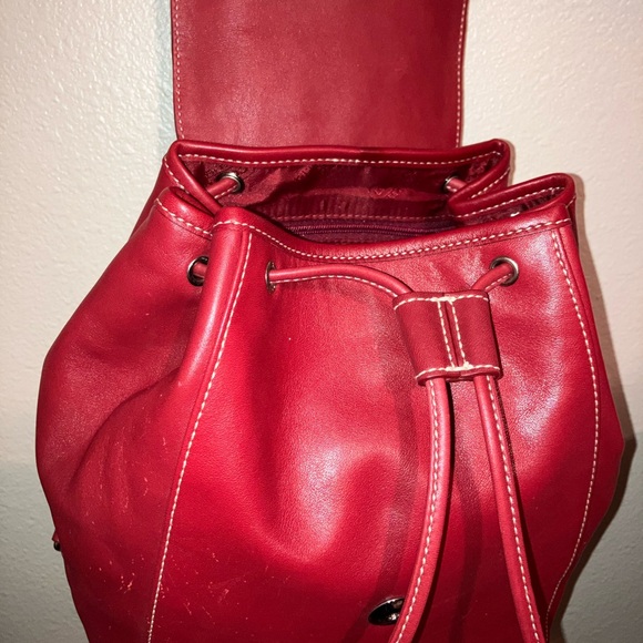 Coach Red Leather Drawstring Backpack - Picture 3 of 16